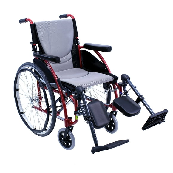 Karman S-ERGO115F16R-E Wheelchair with Elevating Legrest, Rose Red, 16" x 17", 25 Pound