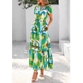 thumbnail image 4 of Vestido largo PRETTYGARDEN para mujer, verano 2025, estilo bohemio, floral, verde, 4 of 9