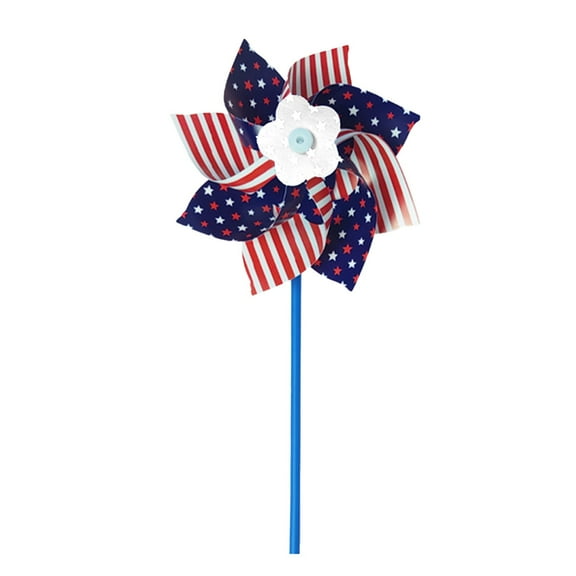 geerera Red White Blue Patriotic Flag Garden Wind Spinners - Outdoor Yard Decor for Memorial Day & Independence Day Party Supplies