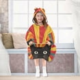 thumbnail image 7 of FORMRS Wearable Blanket Hoodie with Sleeves for Kids Cozy Flannel Sweatshirt, Black Cat, 7 of 7