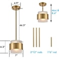 thumbnail image 6 of Claxy 7" Brass Pendant Light with Cylinder Frosted Glass Shade, Hanging Rod, 6 of 8