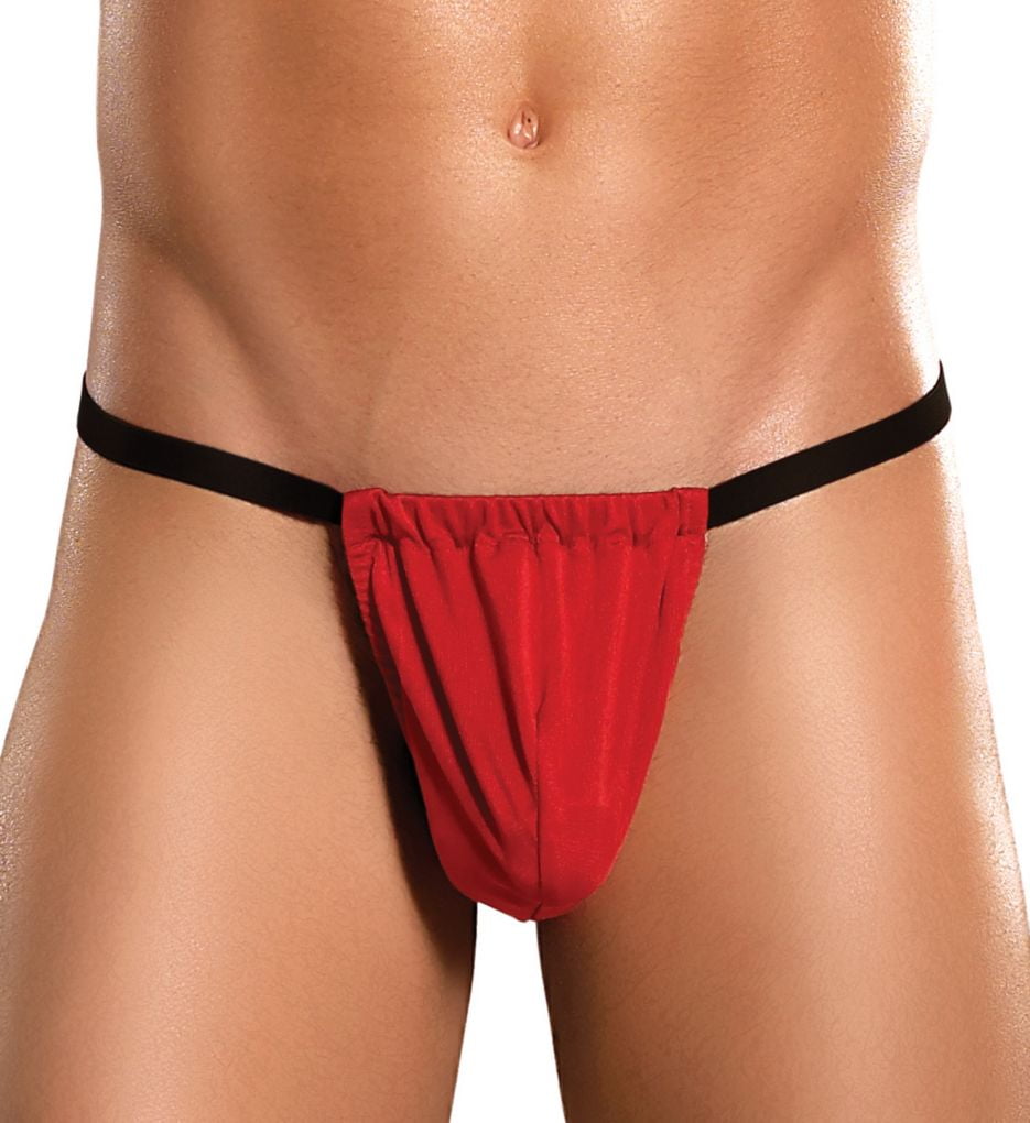 Men's thong with neon orange trim and elastic band