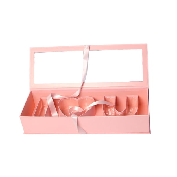 Recipiente vacío de cartón con la inscripción "Love U" para regalo floral, decoración del Día de la Madre, bombones y dulces. Rosa