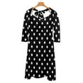 thumbnail image 6 of White Polka Dots Black Background Women's 3/4 Sleeve Dresses Elegant A-Line Midi Dress Flare Summer Casual Sundress, 6 of 9