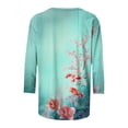thumbnail image 5 of Cavosen Womens Three Quarter Sleeve Tops 3/4 Sleeve Floral Graphic Print Shirts Crewneck Loose Dressy Blouse Fashion Pullover Hawaiian Tees Summer Workout Tshirts Green L, 5 of 5