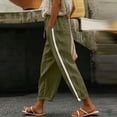 thumbnail image 2 of Linen Cotton Casual Pants For Women Drawstring Pocket Relaxed Beach Vacation Travel Summer Comfortable Pull On Easy Care For Beach Loose Fit Straight Leg, 2 of 7