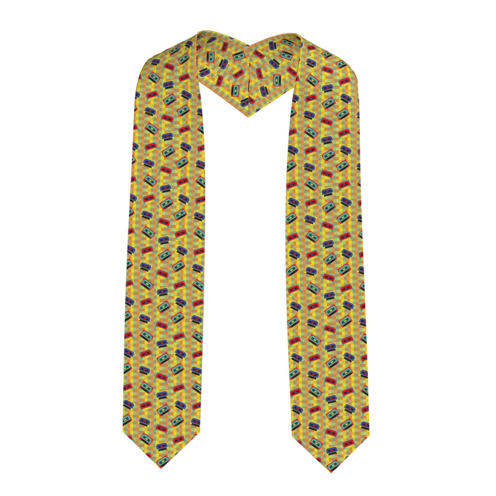 Fuzoiu 90s Audio Tape Print Graduation Sash,Graduation Stole,Unisex Adult Graduation Stole Shawl 91" Long,for Academic Commencements Shawl-Sharp Corner