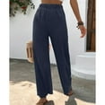 thumbnail image 4 of SWSMCLT Women's Casual Wide Leg Pants Flowy Elastic Light Casual Baggy Trendy Long Beach Pull On Ankle Palazzo Dark Blue 3X-Large, 4 of 4