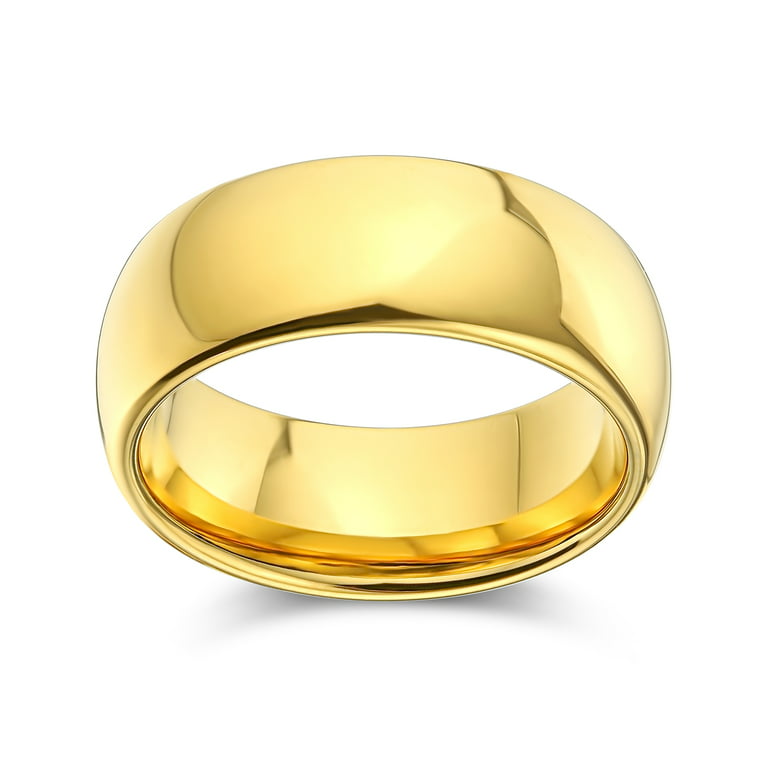 14k Yellow Gold Wedding Band 3 Mm Plain Polished Rounded Dome Comfort Fit  Men's Women's Wedding Ring Simple Free Laser Entgrave 