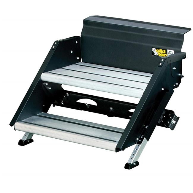 Photo 1 of Lippert 733932 30 in. Solid Step 3.0 Steel with Aluminum Treads Black 2 Entry Steps