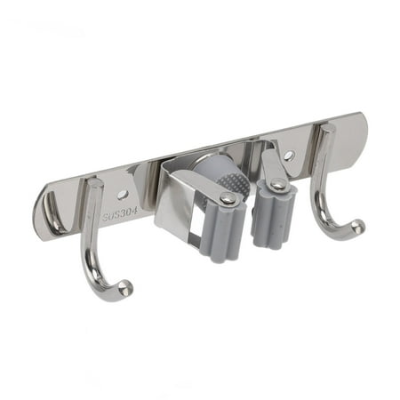 

Mop Wide Applicaitons Broom Hanger Punch Free Stainless Steel Silver For Garden