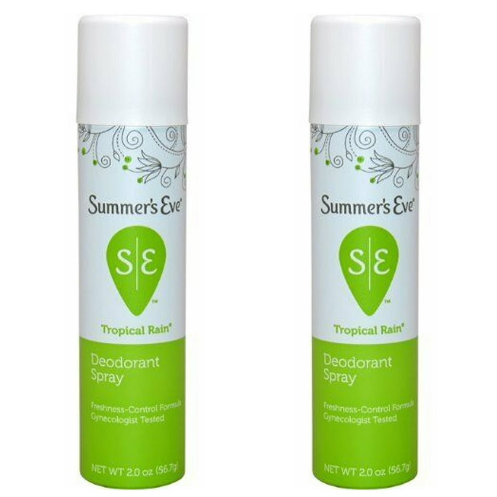 (2 Pack) Summers Eve Feminine Deodorant Spray, Tropical Rain, 2 oz