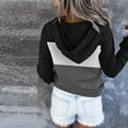 thumbnail image 3 of Fesfesfes Women Hooded Casual Pullover Patchwork Button Down Hoodies Drawstring Long Sleeve Hooded Pocket Blouse Tops Sweatshirts Tops on, 3 of 6