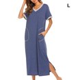 thumbnail image 4 of Qarigey Batas de algodón para mujer: favorecedoras y cómodas para un look romántico diario Camisones y camisones de mujer Sexy Vestidos azul L, 4 of 6