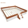 thumbnail image 2 of Ocuuziisu King Size Upholstered Daybed Frame with Fence and Stairs, Brown and White, 2 of 9