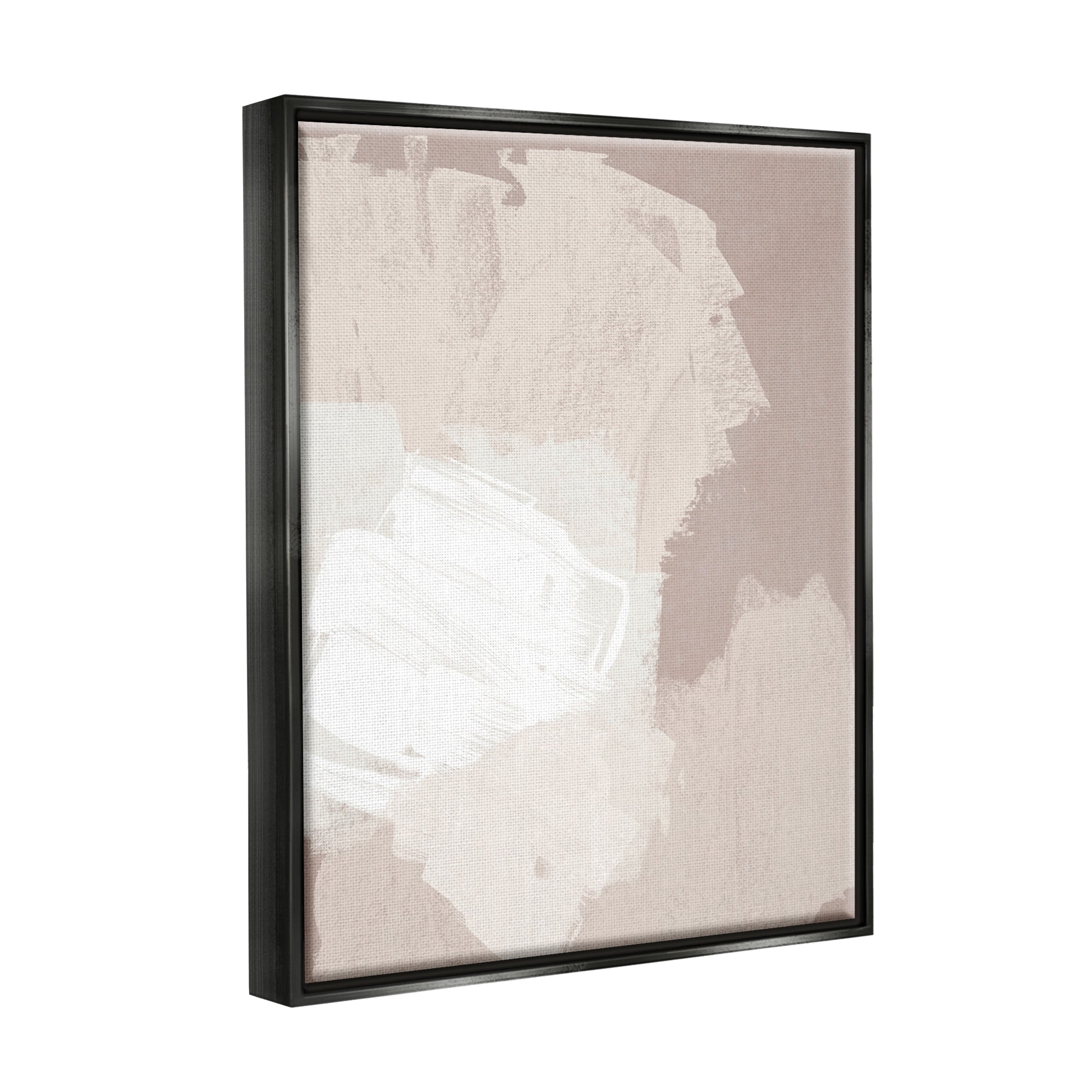 Stupell Industries Abstract Brush Strokes Collage Neutral Beige Tones Painting Jet Black Floating Framed Canvas Print Wall Art, Design by June Erica Vess