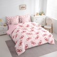 thumbnail image 4 of Manfei Pink Red Ribbon 7-Piece Twin Bedding Sets for Kid, Winter Christmas Snowman Bedding Comforter Set, Kawaii Cute Cartoon Reversible Sheet Sets, Microfiber Bedroom Decor, 4 of 8