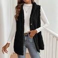 thumbnail image 3 of STETMN Sherpa Fleece Long Vests for Women Button Up Hooded Sleeveless Coat Fall Winter Soft Comfy Warm Vest, 3 of 7