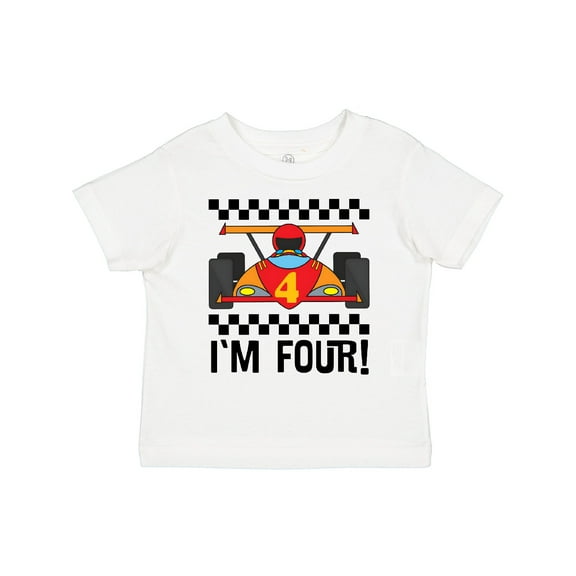 Inktastic 4th Birthday Racing Car 4 Year Old Boys Toddler T-Shirt