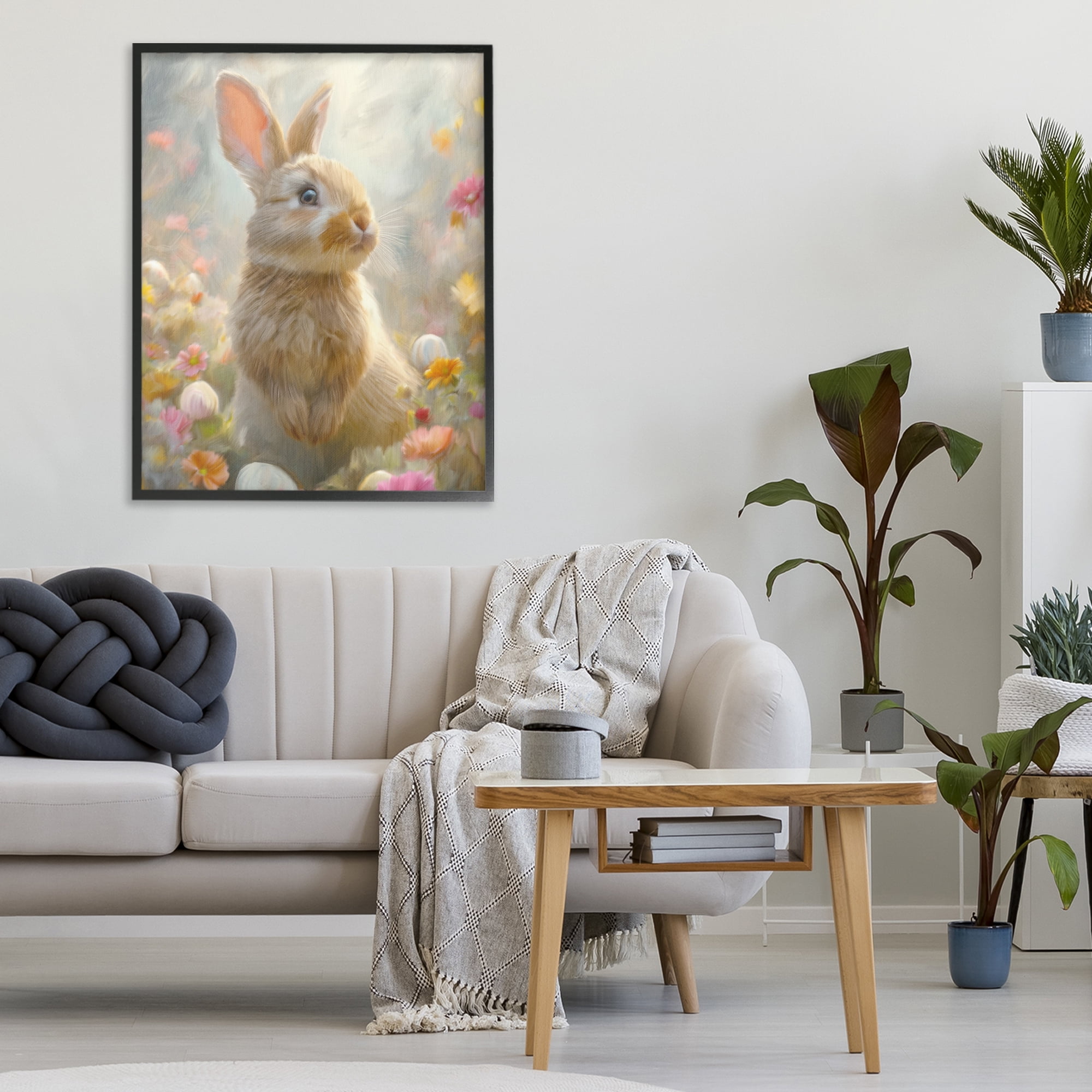 Stupell Industries Bunny Dreams Meadow Black Framed Giclee Art, design by Kim Allen
