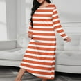 thumbnail image 2 of Kaemgyyd Women Long House Coat Plus Size Robes Crew Neck Full Length Nightgowns for Shower Cute Striped Loungewear S-5Xl, 2 of 6
