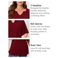 thumbnail image 3 of SHOWMALL Women's Plus Szie Tops V Neck Loose Fit Short Sleeve Wine Red 1X Casual Blouse for Summer Relaxed Style Shirts Everyday Wear Outfit, 3 of 6