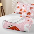 thumbnail image 4 of Homewish Ghost Pumpkin Twin Quilt Set for Girls, Happy Halloween Themed Twin Coverlet Set, Pink Orange White, 2 Pieces 1 Bedspread and 1 Pillowcase, 4 of 7