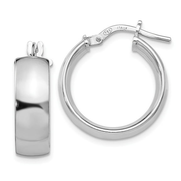Sterling Silver Rhodium-plated Hoop Earrings