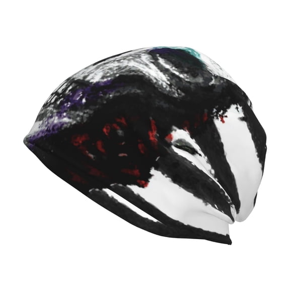 Xecao Watercolor Skull Print Knit Hat,Winter Beanie for Men Women, Beanie Soft Warm Ski Stocking Cuffed Cap