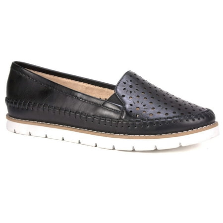 WHITE MOUNTAIN Shoes DEMARCO Women's Flat, BLACK/BURN/SMOOTH, 11 M
