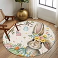 thumbnail image 2 of Round Area Rug 6 Ft, Beige Easter Bunny Washable Non-Slip Circle Carpet for Living Room/Bedroom, Spring Easter Eggs Floral Rustic Burlap Low-Profile Indoor Mats Collection Rugs for Residential, 2 of 8