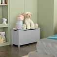 Large Gray Wooden Toy Chest with Lid, Kids Bench Seat & Organizer