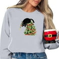 thumbnail image 1 of WEAIXIMIUNG Chandails en Molleton Courts pour Femmes Ensemble Motif Lumières Arbre de Noël Chat Col Rond Manches Longues Chandail à Capuchon pour Femmes Décontracté Vacances, 1 of 3