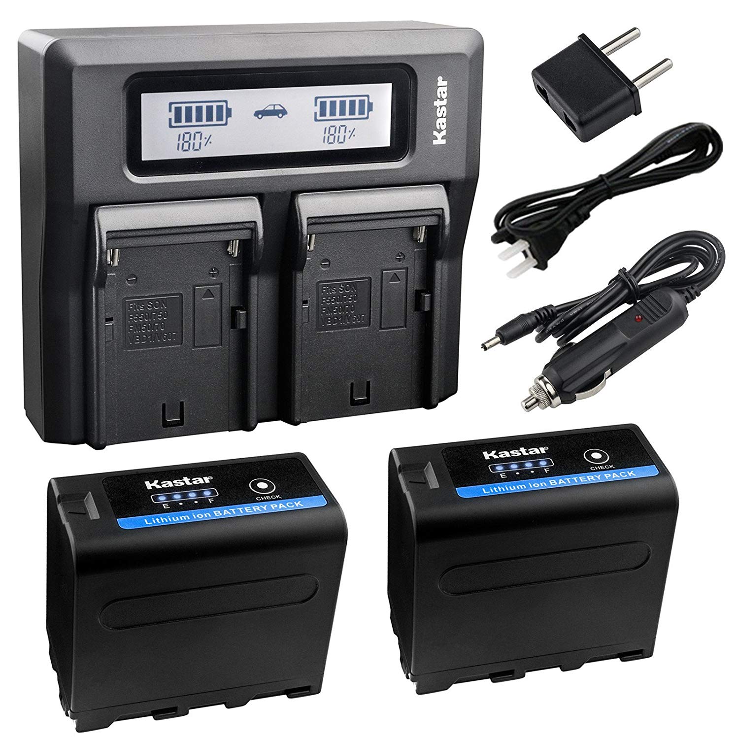 Kastar Fast Dual LCD Charger 2x Battery for Sony NP F970 Pro NP F975 NP ...