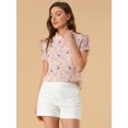 thumbnail image 3 of Allegra K Blusa Floral De Gasa De Gasa Con Ojo De Cerradura En La Espalda De Manga Corta Con Volantes Para Mujer Rosa L, 3 of 6