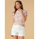 thumbnail image 3 of Blusa floral Allegra K de Gasa con Ojo de Cerradura en la Espalda de manga Corta Rosa M, 3 of 6