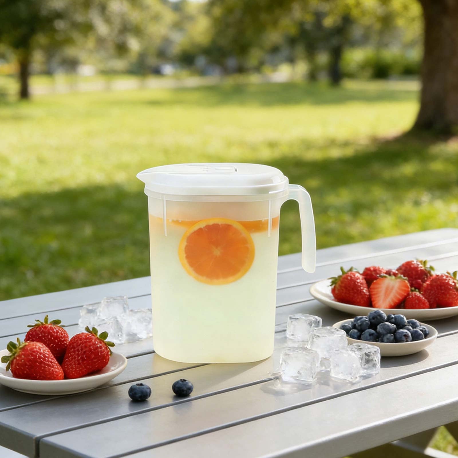 1.8L Heat Resistant Refrigerator Water Bottle With Tea Strainer Large Capacity Beverage Dispenser Durable Material With Secure Lid For Home Kitchen Iced Tea Water And Cold Drink Storage
