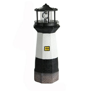 HSHD Lighthouse with Rotating Beacon LED Lights - Solar Lighthouse Lamp  Outdoor Decorative for Garden Patio Well Cover Gifts (Blue1)