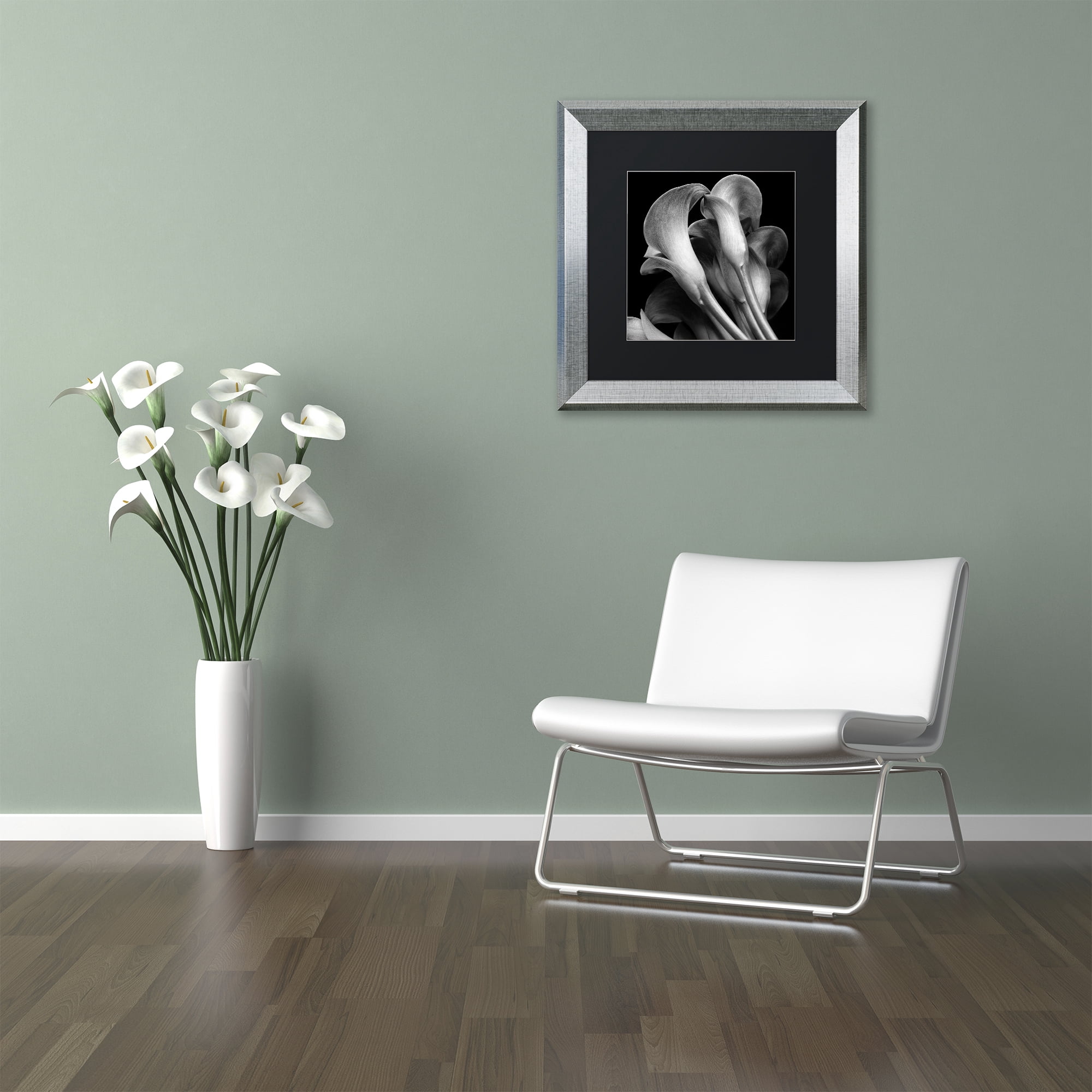 Michael Harrison 'Lillies' Black Matted Framed Art