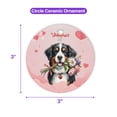thumbnail image 5 of Happy Valentine's Day Bernese Mountain Dog holding flowers Ceramic Round Ornament Berner Lover Gifts Home Tree Decor - 03005, 5 of 5