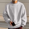 thumbnail image 3 of Men's Solid Color Fleece Crewneck Pullover, Fuzzy Plush Long Sleeve Casual Sweatshirt for Winter Warmth, Lounge,Light Gray,M, 3 of 6