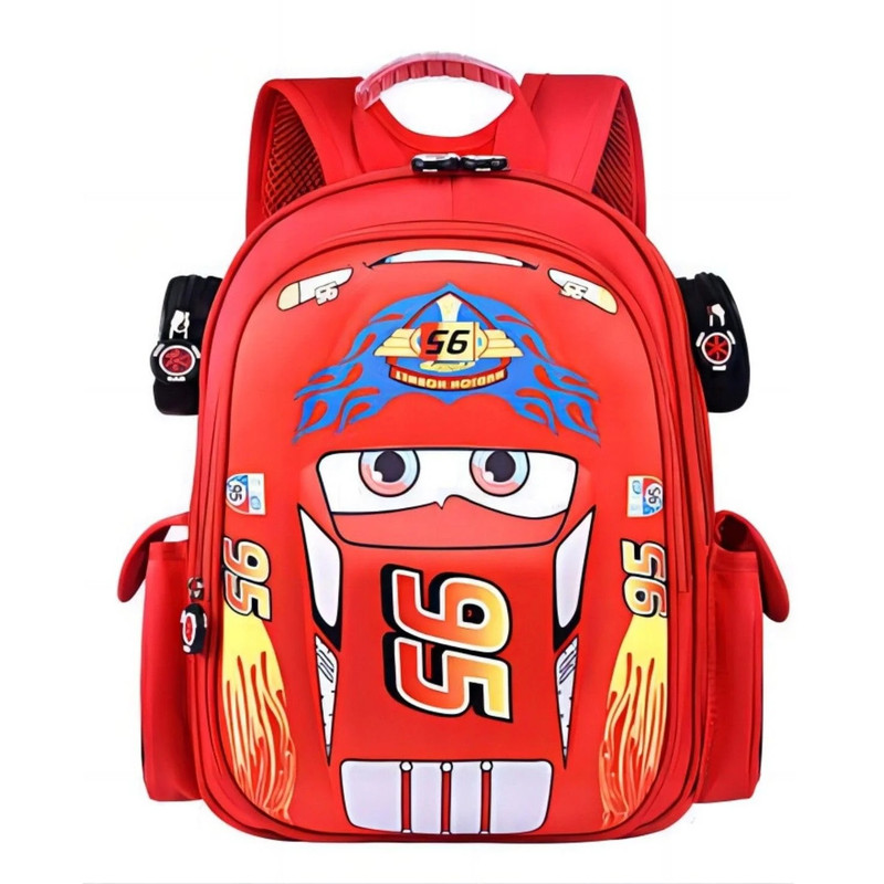 Cars Cartoon Red Racing Bag 3D Pocket Backpack Mini Red Racing Backpack