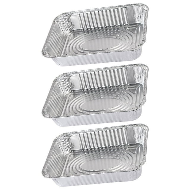 3 Pcs Barquette Jetable pour Barbecue en Papier D\'aluminium, Plateau de Barbecue en Étain, Doublure de Contenant Alimentaire, Plateaux, Boîte d'Emballage pour Emporter avec Couvercle (3500 ml)
