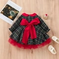 thumbnail image 4 of Fesfesfes Girls Christmas Dress Size 6 Months-4 Years Round Neck Stretchy Waist Princess Dress Long Sleeve Bow Tied Dress Casual Plaid Ruffled Clothes, 4 of 9
