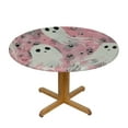 thumbnail image 3 of HAOXIT Cute Ghost Round Tablecloth Washable, Boo Pink Halloween Circular Polyester Table Cloths Cover Tablecloth for Kitchen Dinning Tabletop Decoration 42-46, 3 of 8