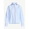 thumbnail image 6 of Free Assembly Women's Contrast Piped Cotton Shirt with Long Sleeves, Sizes XS-XXL, 6 of 6