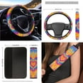 thumbnail image 5 of XYZCANDO Love Tie-Dye Armrest Cover Steering Wheel Cover Car Cushion Cover Seat Belt Cover Keychain Handbrake Cover Fender Cover Lipstick Cover Trash Can Car Coasters Washable, 5 of 7