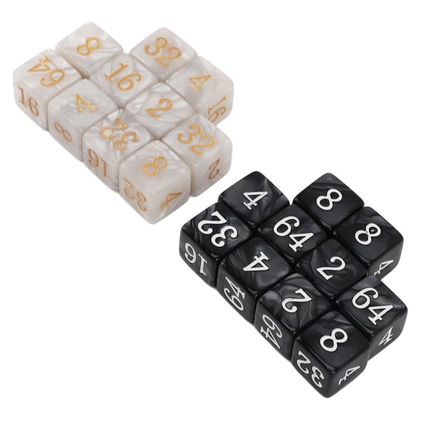Dados Numerados, Dados De Juego De Matemáticas Plástico Perla Negro 20 Piezas 2 Números Para Fiesta