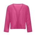 thumbnail image 7 of Girls Sequin Jacket Sparkly Glitter Open Front Cropped Blazer Lightweight 3/4 Length Sleeve Jacket Hot Pink 170, 7 of 7