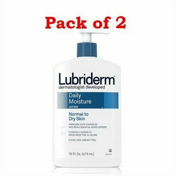 Lubriderm Daily Moisture Lotion Normal To Dry Skin Unisex, 16 oz, Pack of 2